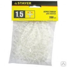 Крестики STAYER для кафеля, 1,5мм, (уп-200шт)