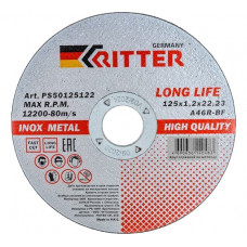 PS50125102 Круг отрезной Ritter LongLife HQ 125х1,0х22,2 мм (металл + нерж.) A60R-BF-T41 (400/100/5)