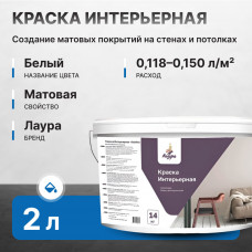 Краска акриловая ЛАУРА Интерьерная 3 кг/2 л (24 шт/слой, 120 шт/пал)