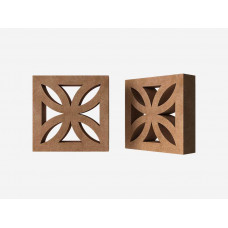 Декоративный бриз-блок Mesterra Кобого / Cobogo 0201, терракотовый, 250*250 мм 