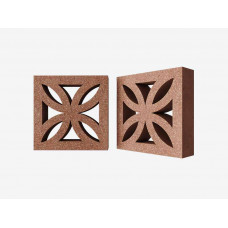 Декоративный бриз-блок Mesterra Кобого / Cobogo 0201, терракотовый LUX, 250*250 мм 